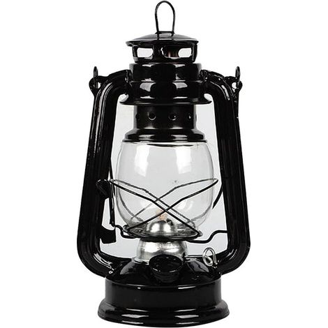 Ornement de lampe à pétrole en fer forgé de style rétro, noir, convenant à une chambre ou une table de chevet (1/5)