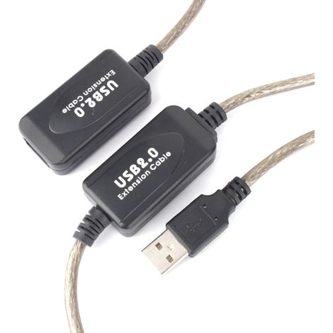 Câble d'extension USB 2.0 Type A Mâle/Femelle 20 mètres Noir (1/5)
