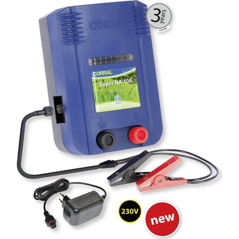 Electrificateur CORRAL SUPER NA 100 230V courant ou batterie 12V pour clôtures jusqu'à 10 km pour chevaux et animaux de ferme