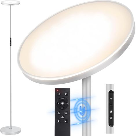 Lampadaire LED Dimmable 30W/3000LM, Minuterie 1 Heure, Gris argent (1/5)