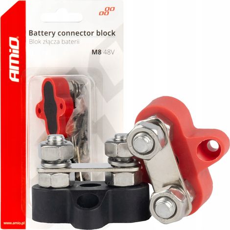 Bloc de distribution de connecteurs de batterie, double jeu de barres omnibus 48 V max. M8 amio-03806 (1/3)