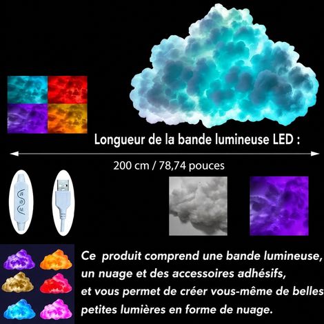 Lampe Nuage Lumineuse DIY Guirlande LED Multicolore 2m Décoration Intérieure 20 × 20 × 20 cm 200 g – Livraison gratuite