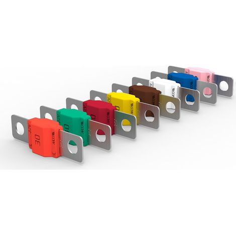 Oc-Pro – Lot de 8 fusibles type midi 30A à 125A – Assortiment intensités – Pour circuits électriques – Compatible avec installations standards