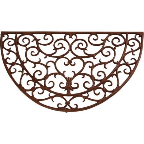 Esschert Design – Paillasson demi-rond en fonte marron 69x40.5cm – Résistant aux intempéries – Pour entrée – Effet patiné antique