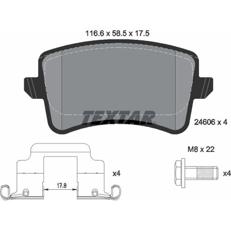 Kit de plaquettes de frein, frein à disque Textar 2460602 AUDI 8K0098601E