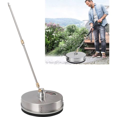 Nettoyeur haute pression de 33 cm (13 pouces) sans roues, en acier inoxydable avec perche télescopique, plaque de nettoyage de sol de 4000 psi (1/5)