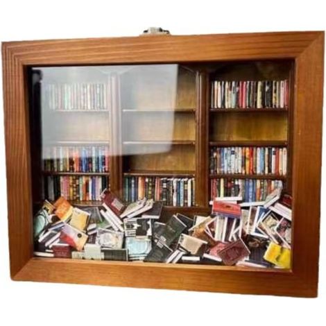 Estantería grande de pino antiestrés con panel trasero, madera artesanal, mini almacenamiento para libros, escritorio, espacio de estudio. (1/5)