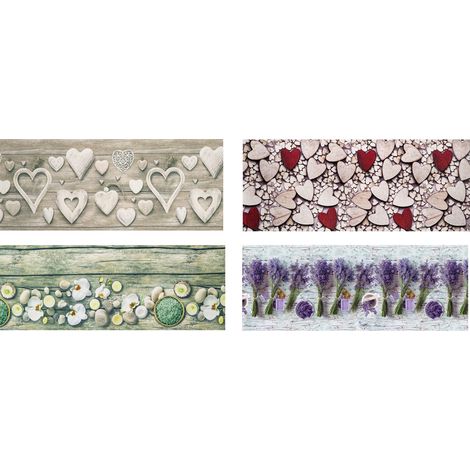 Tappeto Cucina Antiscivolo Stampa Digitale Emozioni Fantasie Shabby Cuori Fiori, misura58x115coloreCuori legno (1/5)