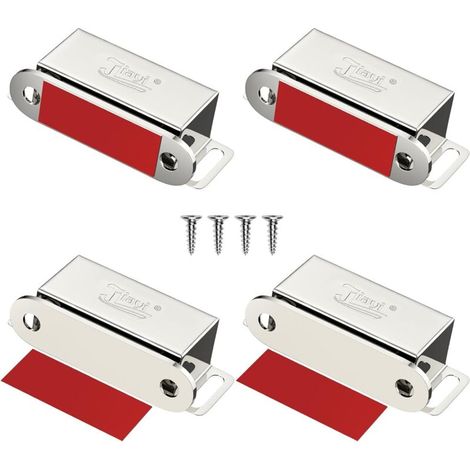 Aimant Porte Placard Lot de 4 Aimant Puissant en Acier Inoxydable Loquet Magétique Aiamnt Fermeture pour Meuble pour Tiroirs Porte de Douche Aimanté Armoire (1/5)