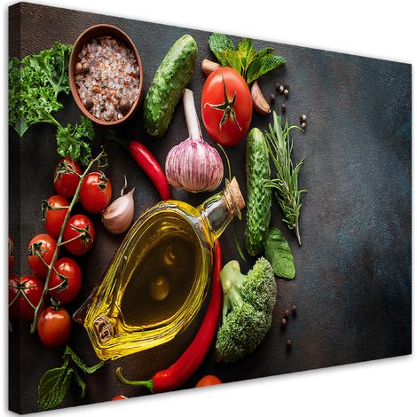Tableau déco Assaisonnements pour légumes Aliments pour la cuisine 100x70 (1/5)