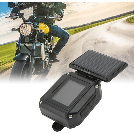 Solarbetriebenes Reifendruckkontrollsystem für Motorräder (zeigt Reifendruck, Zeit und Temperatur an) und 2 externe TPMS-Sensoren (mit eingebauter Batterie). (1/5)