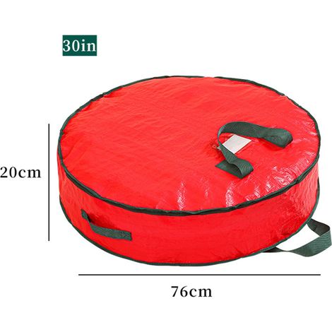 Sac De Rangement Pour Couronne De Noël - Matière Bâche - Fermeture Éclair - Poignées Robustes - Protection Contre Les Parasites - Diamètre 60 Cm (1/3)