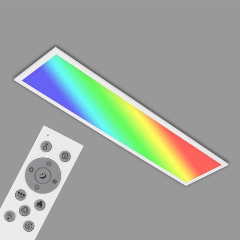 Plafonnier LED plat avec télécommande, lumière colorée RGB, réglable de blanc chaud à blanc froid, lampe LED, plafonnier LED, lampe de salon, 100x25x6,6 cm, blanc (1/5)