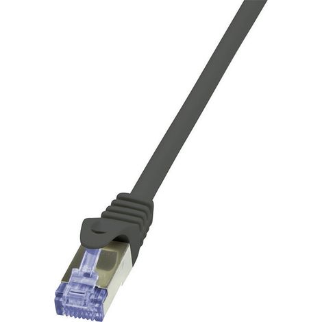 LogiLink CQ3073S RJ45 Patchkabel CAT 6a S/FTP 5.00 m Schwarz Flammwidrig, mit Rastnasenschutz 1 St.
