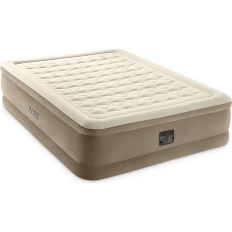 Intex – Matelas gonflable 2 places 203 x 152 x 46 cm – Flocage doux pour confort – Gonfleur électrique intégré – Technologie Fiber-Tech (1/4)