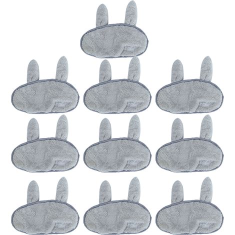 10 Pièces Masque de Nuit en Peluche Corail Lapin Mignon pour Femmes et Filles, Cache-Œil de Sommeil Gris (1/4)