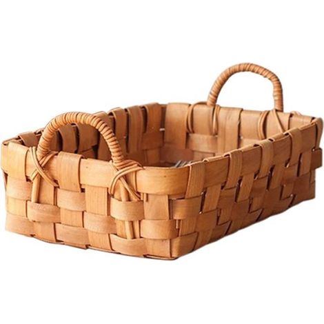 Panier Tissé - 31 x 24 x 9,5 cm - En Bois Naturel - Pour Fruits Pain Collations - Salle À Manger Table Basse Cuisine - 1 Pièce (1/5)