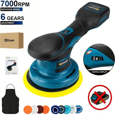 Polisseuse voiture sans fil brushless, outil électrique de polissage avec 6 vitesses, adapté au métal et au bois, compatible batterie outil Makita 18V, sans batterie fournie