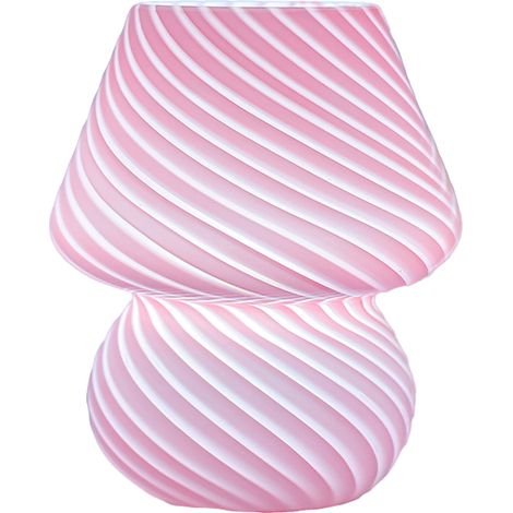 Lampe champignon, lampe de chevet champignon en verre, petite lampe de chevet rayée, lampe tourbillon (1/5)