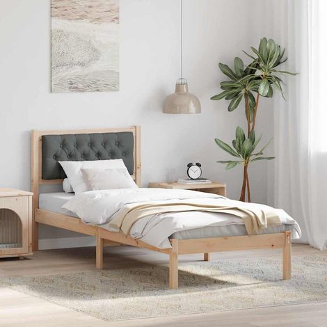 Bettrahmen Dunkelgrau 90 x 190 cm Massives Kiefernholz