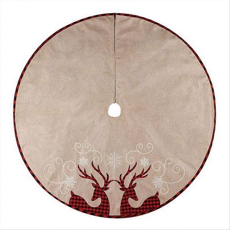 Jupe de sapin de Noël 81 cm à motifs de flocons de neige et rennes, décoration de Noël pour le pied du sapin, accessoire de fête de Noël (1/5)