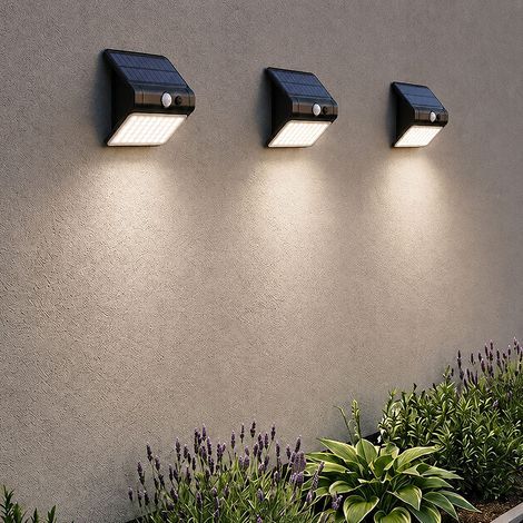3x LED Solar Außenwandleuchte Wandlampe Bewegungsmelder Gartenleuchte H 11,8 cm (1/5)