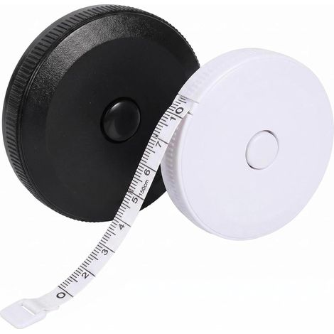 Lot 2 Mètres Ruban Rétractables - 150cm et 200cm Couture Lot De 2 Mètres Ruban Rétractables Double Face Rétraction Automatique Par Bouton Pour Couture Mesure Corporelle Et Bricolage (1/5)