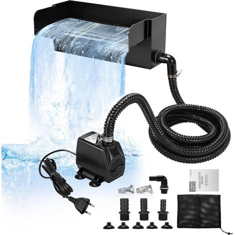 Cascade Bassin Exterieur, 30 cm Cascade Bassin en Acier Inoxydable, avec Pompe de Bassin 45 W 3000 l/h, pour Jeu d'eau, Patio, Mur d'eau, terrasse, Fontaine de Jardin (1/5)