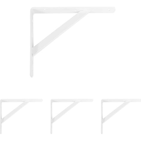 Lot de 4 - Équerre d&39étagère - Console murale - Support en acier résistant jusqu&39à 320 kg pour cuisine salle de bain bureau Blanc 25x15cm