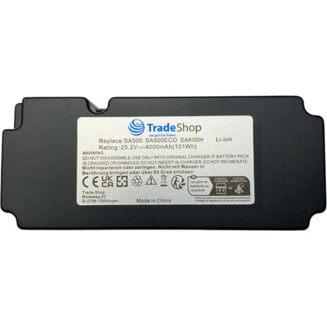 Trade-Shop Li-Ion Akku 25,2V 4000mAh kompatibel mit Yard Force SA500 SA500ECO SA600H SA650B SA800PRO ersetzt 862601 862615 / Mähroboter Rasenmäher (1/4)