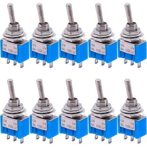 Lot de 10 mini interrupteurs à bascule SPDT 3 broches 2 positions ON/ON (1/5)