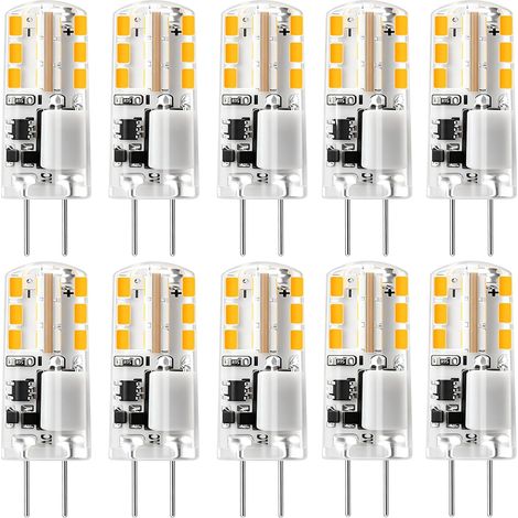 Lot de 10 ampoules LED G4, 12 V (CA/CC) 2 W - Blanc chaud 2700 K, non dimmables (1/5)