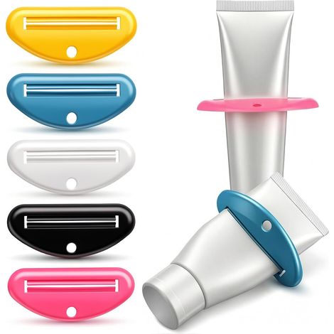 5er-Set Tubenausdrücker – Mehrfarbiges ABS – Spart Produkte – Für Bad und Küche – 9 x 3,8 x 0,7 cm (1/5)