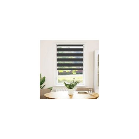 Store enrouleur zébré 70,9 x 120 cm, largeur du tissu 66,7 cm, noir - Crezuo (1/4)