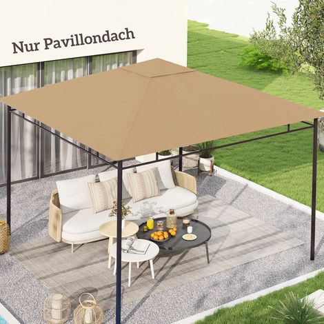 Telo di ricambio per gazebo 298 x 295 cm, in poliestere beige, resistente a sole e pioggia, facile da installare. (1/5)