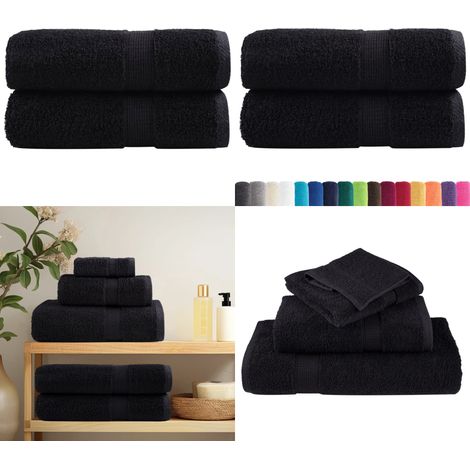 Premium Waschhandtücher SOLUND 2 Stück Schwarz 30x30 cm 600 g/m² - Baumwollhandtuch - Waschhandtuch Schwarz (1/5)