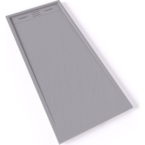 HIEMAL Receveur de douche 70 x 160 cm résine Gris aspect ardoise + bonde incluse - Salle de bain