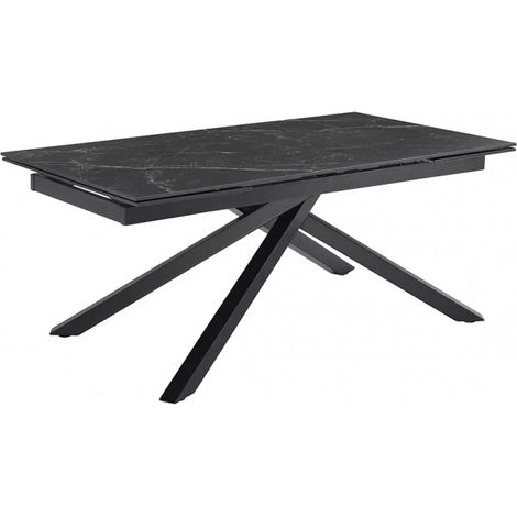 Table extensible 160/240 cm céramique noir marbré pied torsadé - INDIANA 05 (1/5)