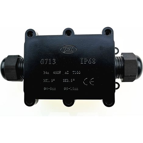 Boite de Dérivation Etanche IP68, TIANLIN Boite de Dérivation Electrique, Boîte de Dérivation Noire, Étanche, Anti-Poussière, Adaptée aux Installations Électriques, Réparation de Câbles-2pc