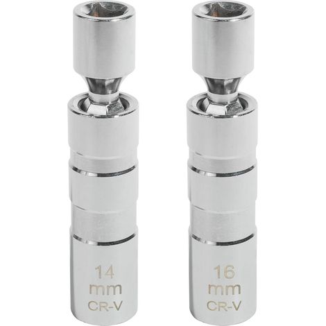 2-teiliges Zündkerzenschlüssel-Set für Autos, Zündkerzenschlüssel, Zündkerzensteckschlüssel, magnetischer, 16 mm/14 mm langer, flexibler Zündkerzenschlüssel, 12-Punkt-Zündkerzenausbauwerkzeug, für Aut (1/5)