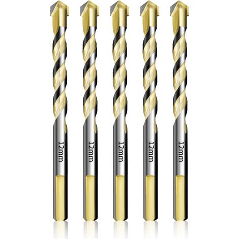 JSSEVN - 5Pcs Tile Drill Bits 12mm Multi-Material Drill Bit for Porcelain, Brick, Marble, Cement, Masonry, Glass, etc. (1/5)