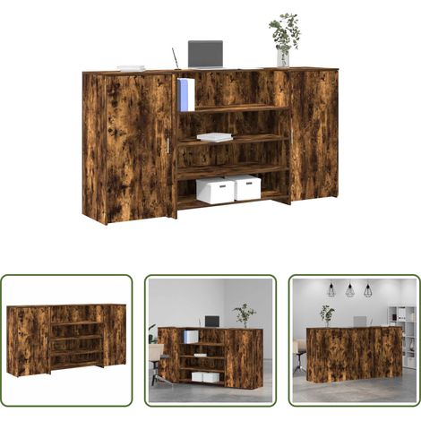 Holzwerkstoff - Empfangstheke Räuchereiche 200x50x103,5 cm Holzwerkstoff (1/5)