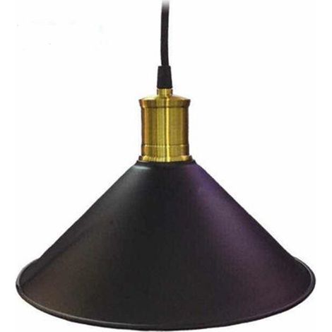 TrAdE Shop Traesio - Lampadario A Sospensione Stile Industriale Paralume Nero Rame Lampada Attacco E27 - (1/2)