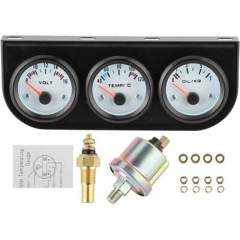 Universal triple gauge kit for cars with water temperature, voltage, and oil pressure gauges (52mm) (1/5)