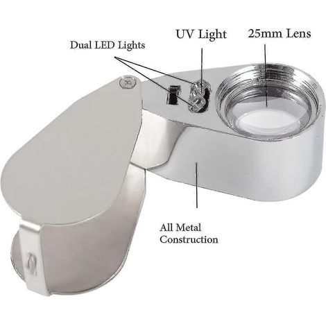 Loupe de bijoutier 2024, grossissement 40x, en métal, pliable