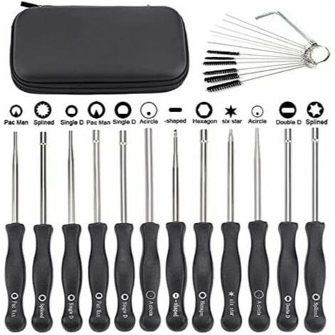 Lot de 12 tournevis pour ajuster les carburateurs des petits moteurs Echo et STIHL, avec brosse et kit d'outils de nettoyage.