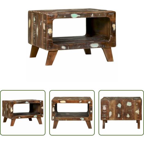 Holz Couchtisch - Couchtisch 50 x 50 x 35 cm Massives upgecyceltes Holz (1/5)