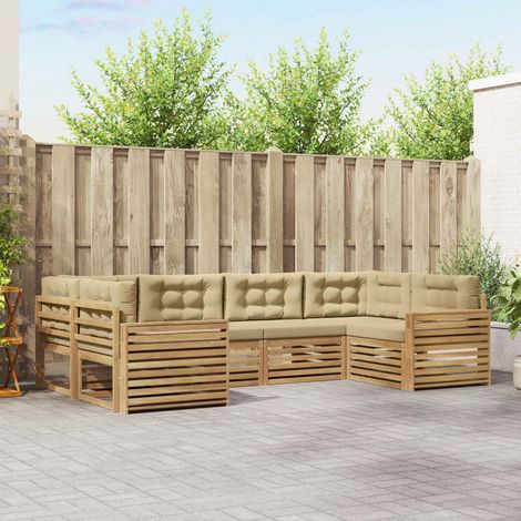 vidaXL Conjunto de sofás de exterior 6 uds. y Beige (1/5)