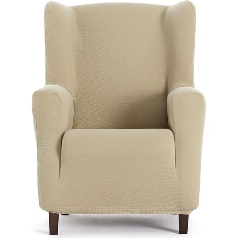 Housse de fauteuil bi-élastique pour bergère couleur beige design (1/5)