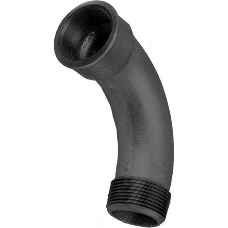 Hermann Schmidt Temperguss Bogen DN 32, 1 1/4", 90Grad Innengewinde/Aussengewinde, lang, schwarz